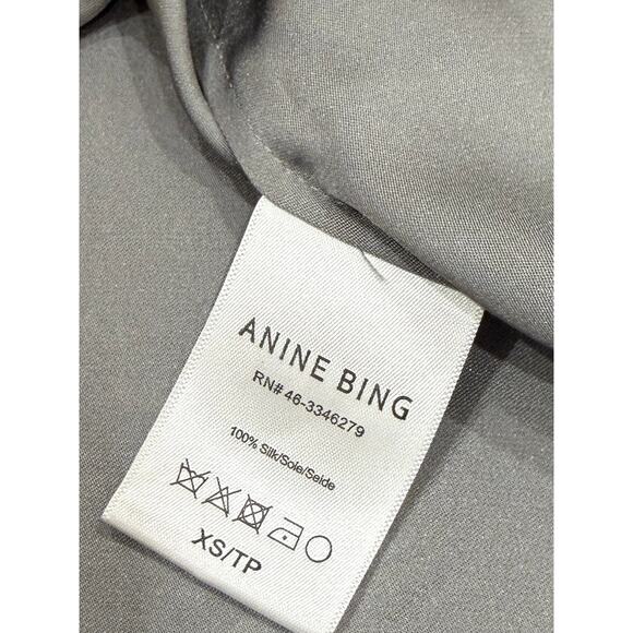 Anine Bing Bailey Silk Skirt In High Rise Silver - Picture 9 of 9